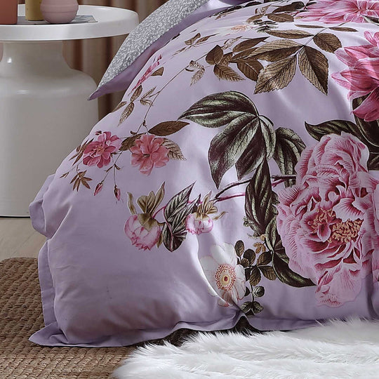 Logan & Mason MAEVE LILAC QUILT COVER SET Logan & Mason