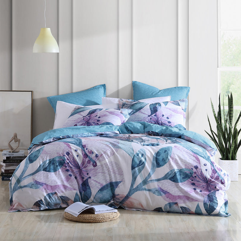 Logan & Mason TEAGAN LILAC QUILT COVER SET Logan & Mason