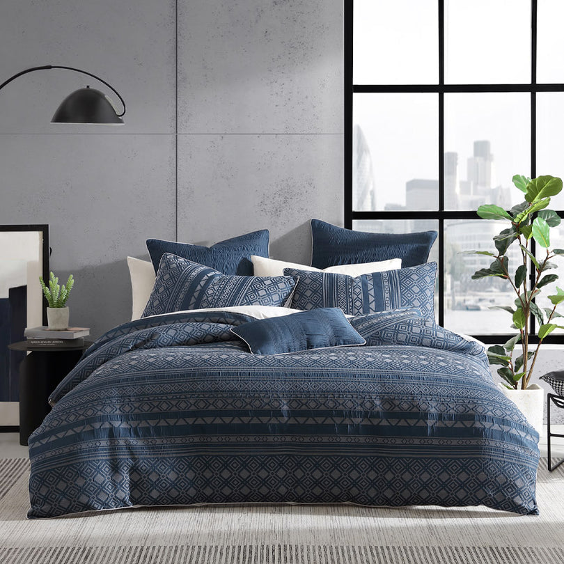 Platinum Collection ORLANDO INDIGO QUILT COVER SET Platinum Collection