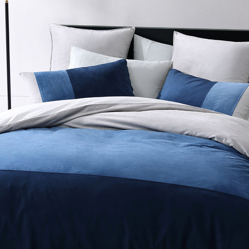 Platinum Collection PARKER BLUE QUILT COVER SET Platinum Collection