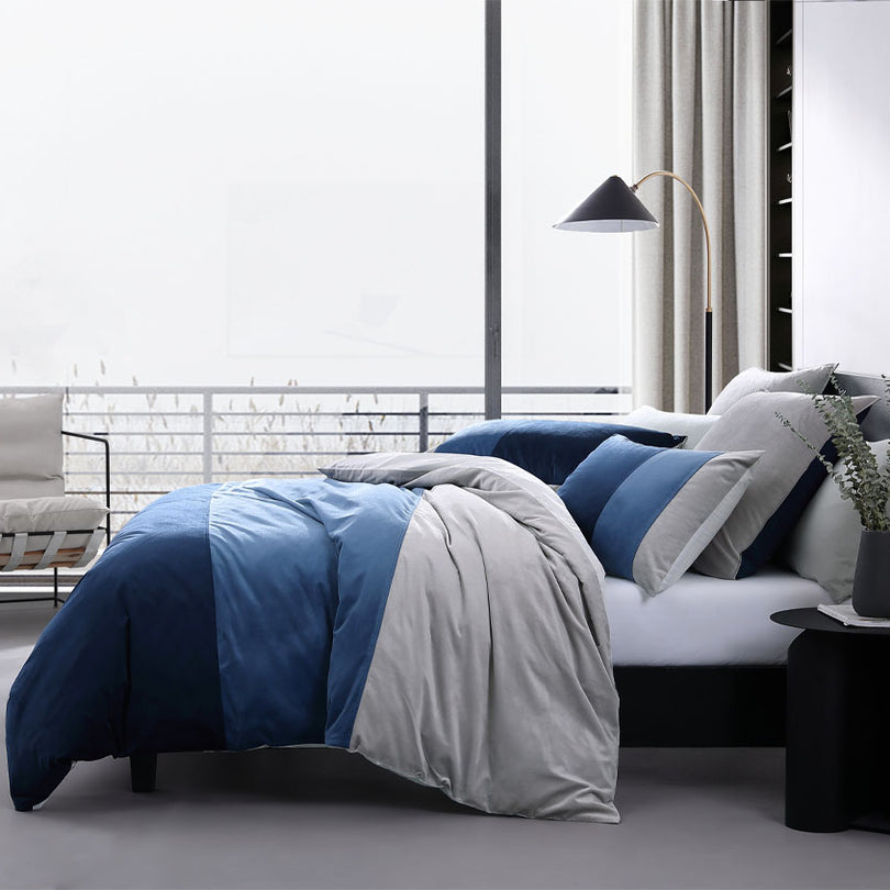 Platinum Collection PARKER BLUE QUILT COVER SET Platinum Collection