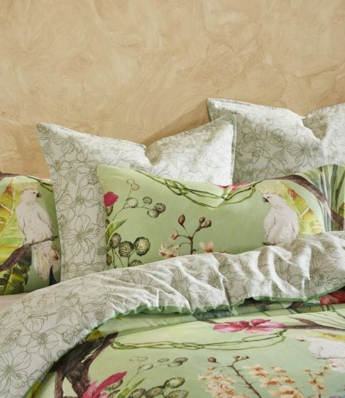 Logan & Mason Quilt Cover Logan & Mason 100% COTTON AVIARY GREEN QUILT COVER SET