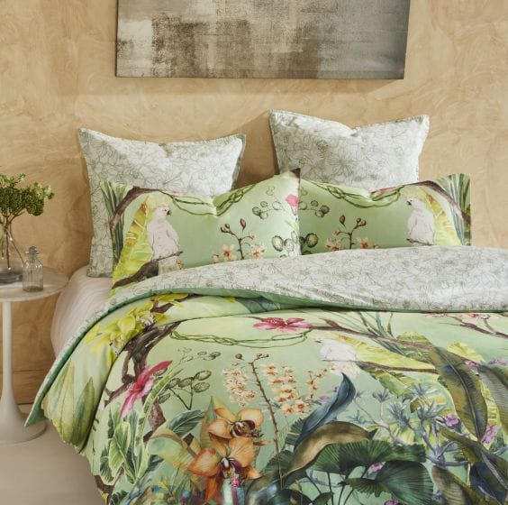Logan & Mason Quilt Cover Logan & Mason 100% COTTON AVIARY GREEN QUILT COVER SET