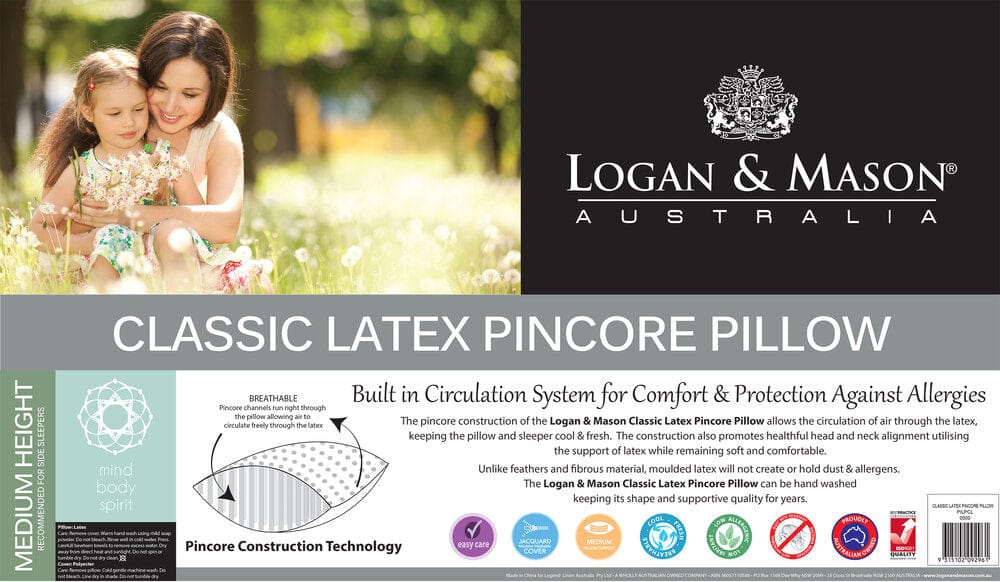 Logan & Mason Pillows/Cushions Logan & Mason CLASSIC LATEX PINCORE PILLOW