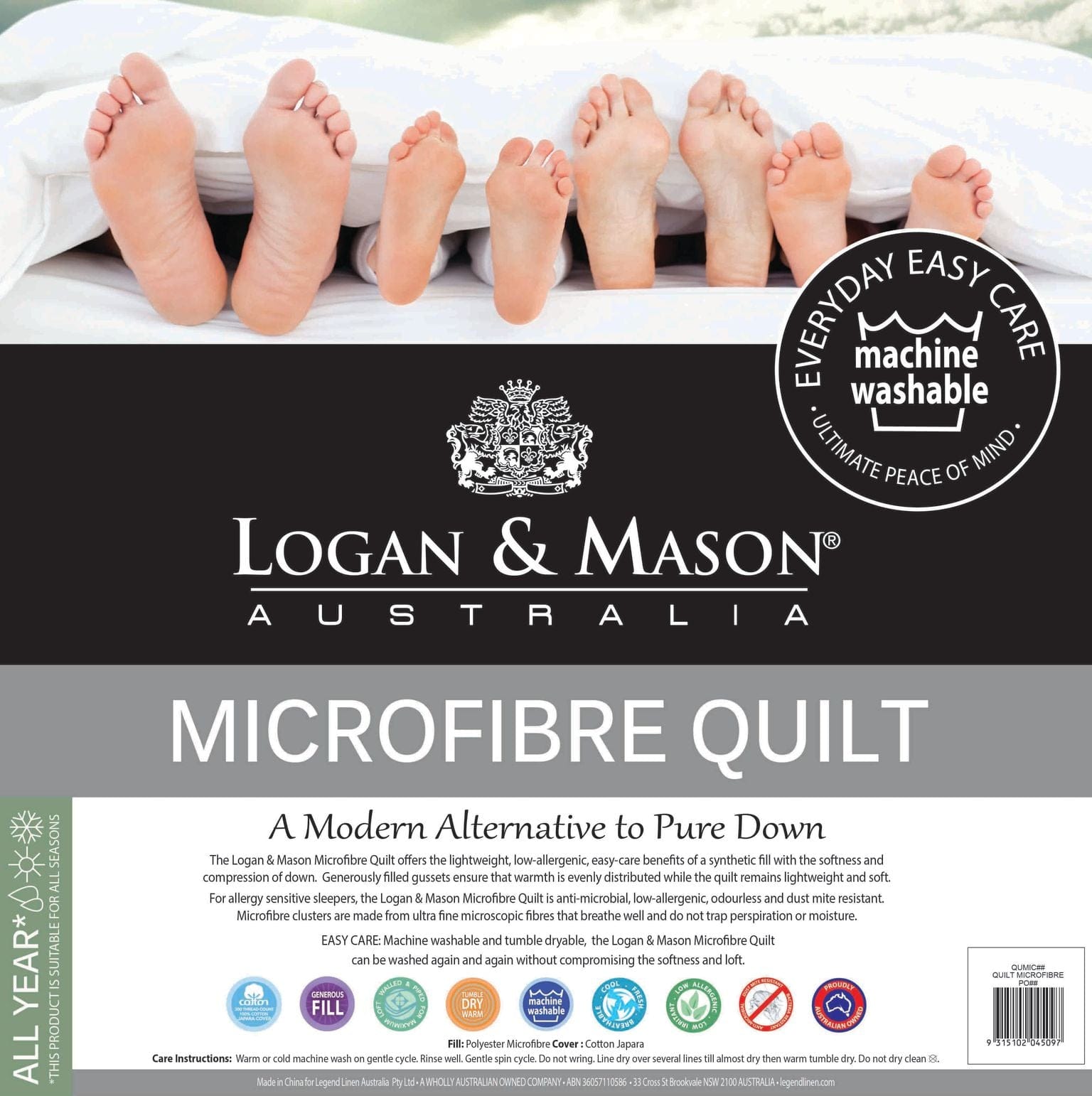 Logan & Mason Duvet/Quilt Logan & Mason LUXURY MICROFIBRE QUILT