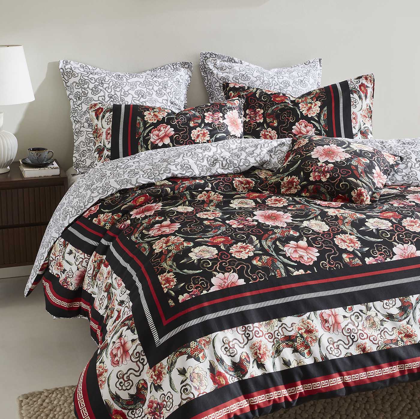 Logan & Mason Quilt Cover Logan & Mason SHANGHAI NIGHTS BLACK QUILT COVER SET
