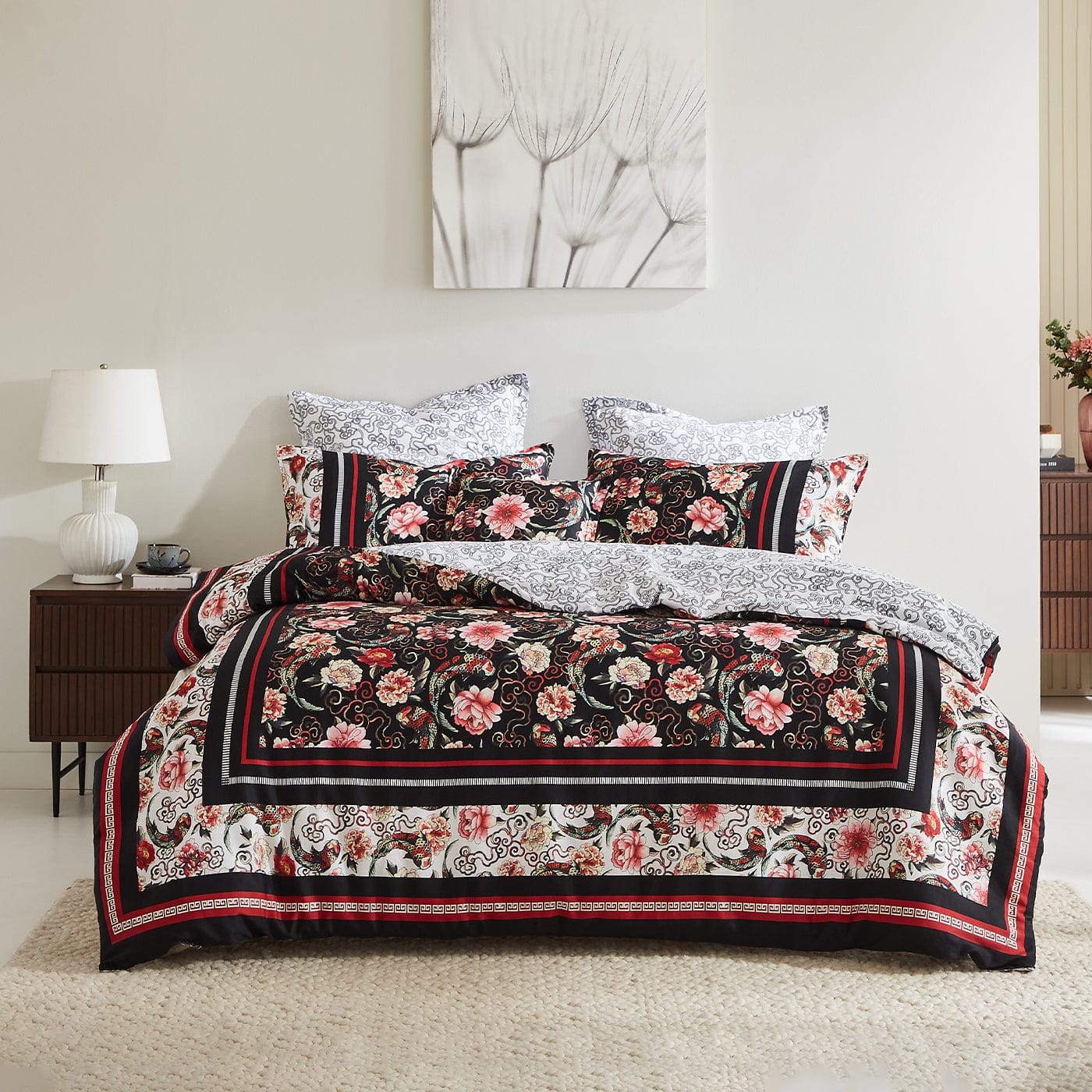 Logan & Mason Quilt Cover Logan & Mason SHANGHAI NIGHTS BLACK QUILT COVER SET