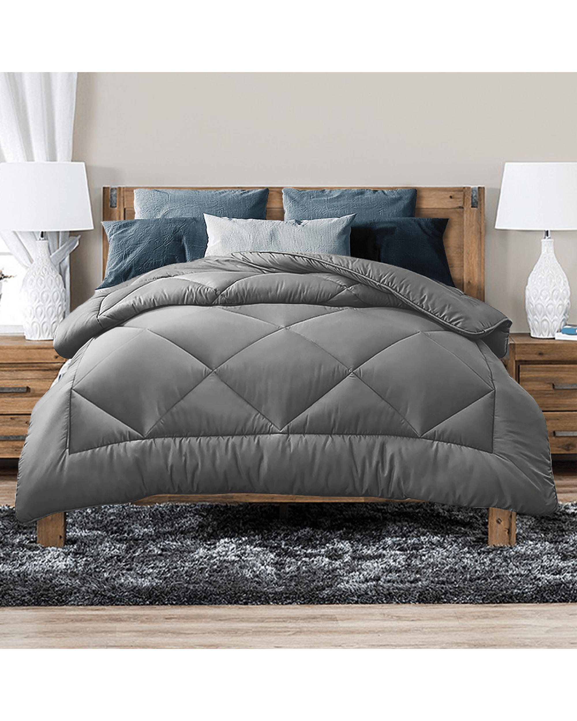 Luxor Duvet/Quilt Luxor Australian Made All Season Grey 400GSM Bamboo Blend Quilt