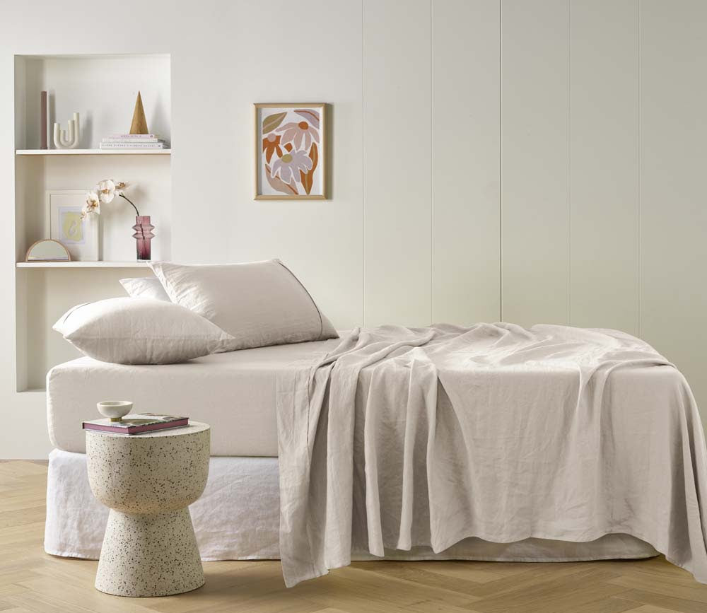 Vintage Natural 100% Linen Sheet Set Vintage Design