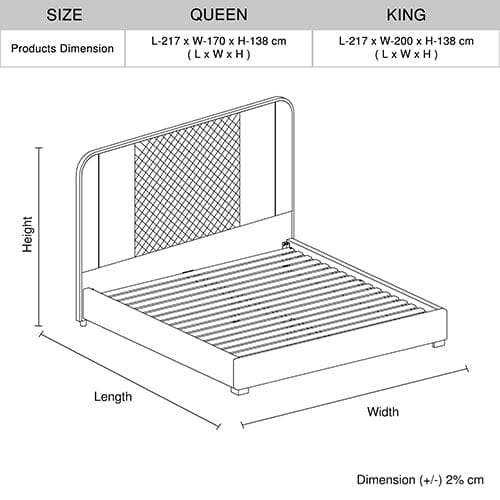 Melbournians Furniture Bedframe Halcyon Bed Frame Air Leather Padded Upholstery High Quality Slats Polished Stainless Steel Feet
