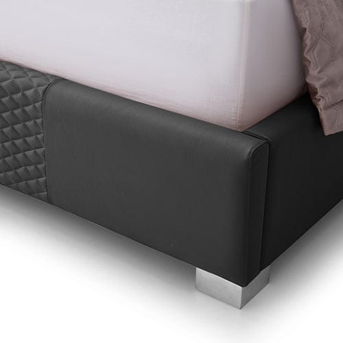 Melbournians Furniture Bedframe Halcyon Bed Frame Air Leather Padded Upholstery High Quality Slats Polished Stainless Steel Feet