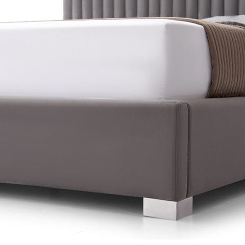Melbournians Furniture Bedframe Hillsdale Bed Frame Polyester Fabric Padded Upholstery High Quality Slats Polished Stainless Steel Feet