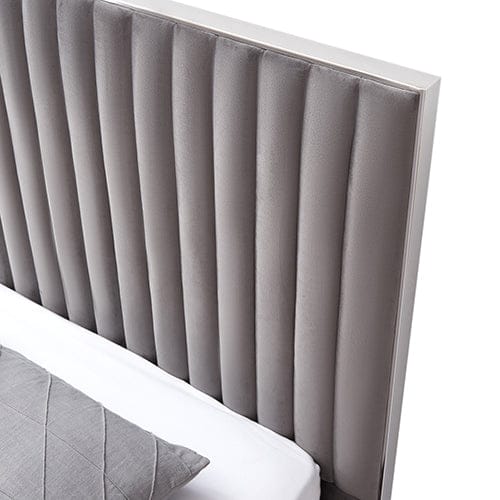 Melbournians Furniture Bedframe Hillsdale Bed Frame Polyester Fabric Padded Upholstery High Quality Slats Polished Stainless Steel Feet