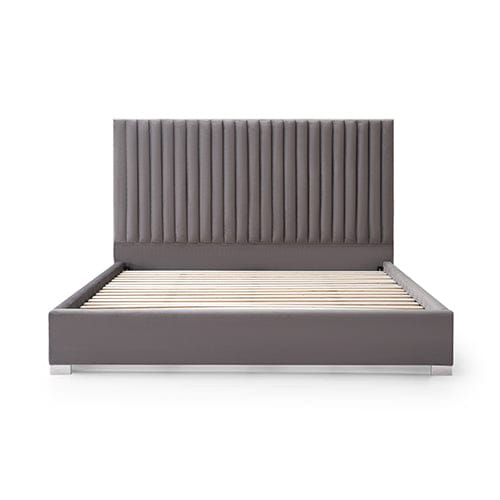 Melbournians Furniture Bedframe Hillsdale Bed Frame Polyester Fabric Padded Upholstery High Quality Slats Polished Stainless Steel Feet