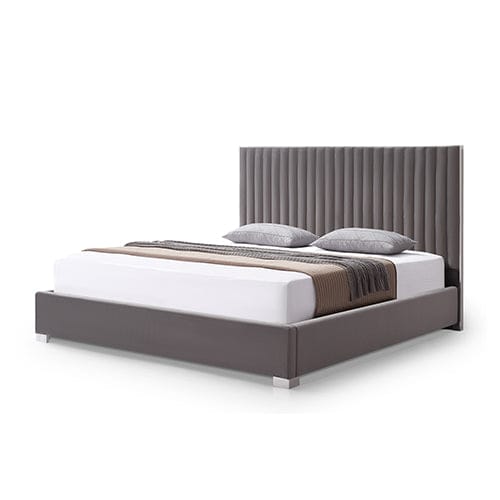 Melbournians Furniture Bedframe Hillsdale Bed Frame Polyester Fabric Padded Upholstery High Quality Slats Polished Stainless Steel Feet