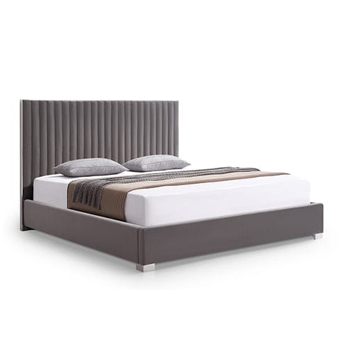 Melbournians Furniture Bedframe Hillsdale Bed Frame Polyester Fabric Padded Upholstery High Quality Slats Polished Stainless Steel Feet