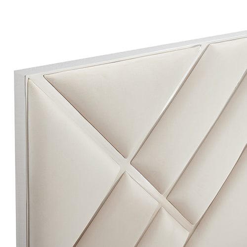 Melbournians Furniture Bedframe Matrix Bed Frame Fabric Padded Upholstery High Quality Slats Polished Stainless Steel Feet