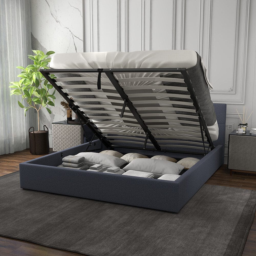 Milano Decor Bedframe Milano Capri Luxury Gas Lift Bed With Headboard  - Charcoal
