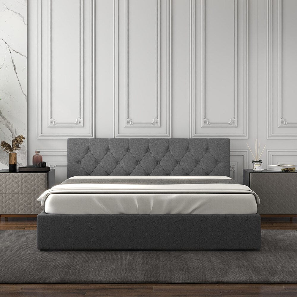 Milano Decor Bedframe Milano Capri Luxury Gas Lift Bed With Headboard  - Grey