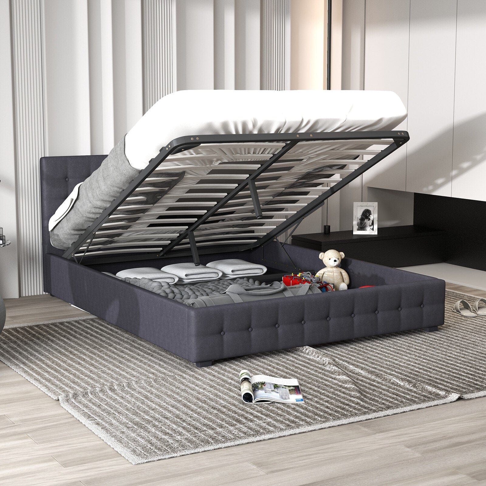 Milano Decor Bedframe Milano Decor Eden Gas Lift Bed - Dark Grey