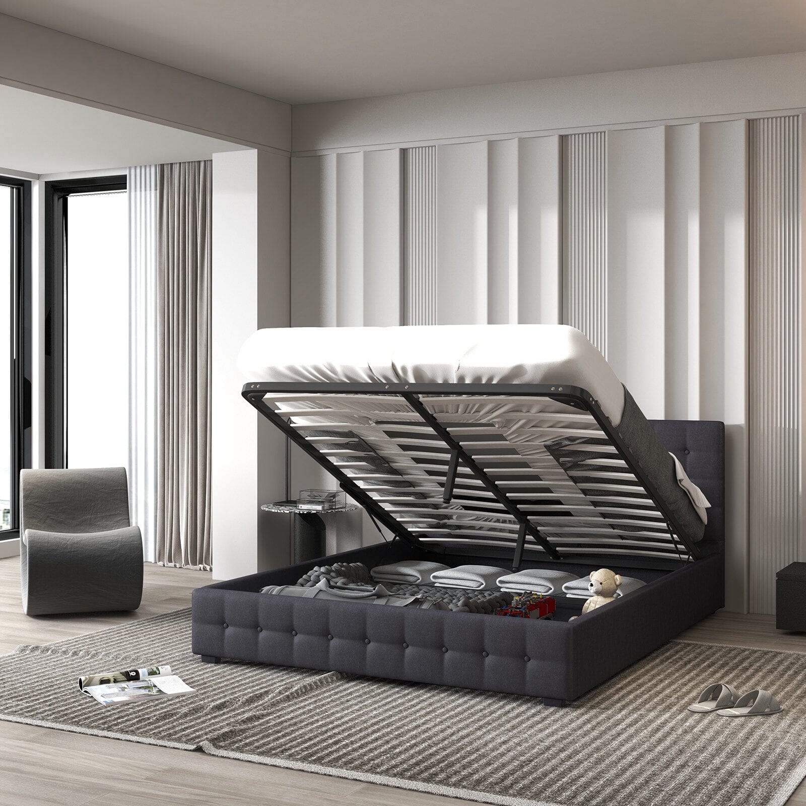 Milano Decor Bedframe Milano Decor Eden Gas Lift Bed - Dark Grey