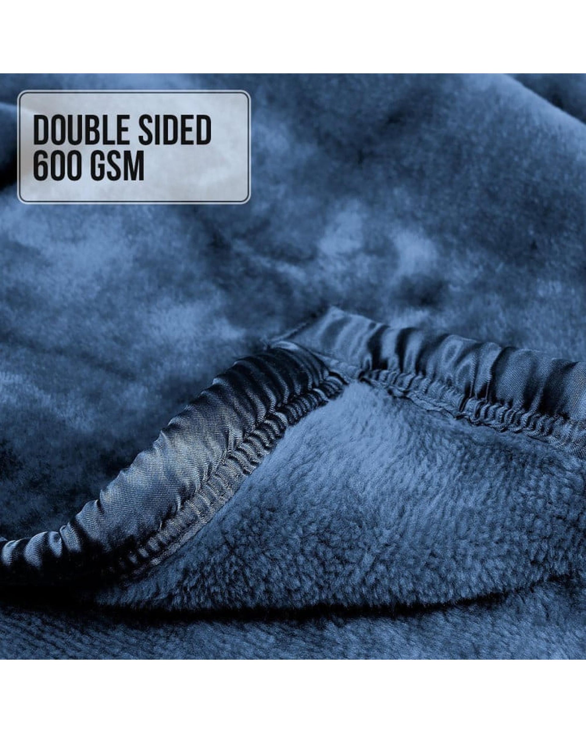 LAURA HILL FAUX MINK BLANKET 800GSM HEAVY DOUBLE-SIDED - NAVY BLUE Laura Hill