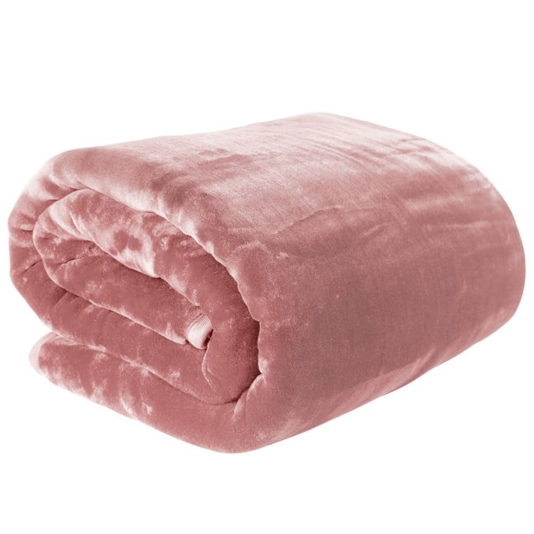 Laura Hill 600GSM Double-Sided Queen Size Faux Mink Blanket - Pink Laura Hill
