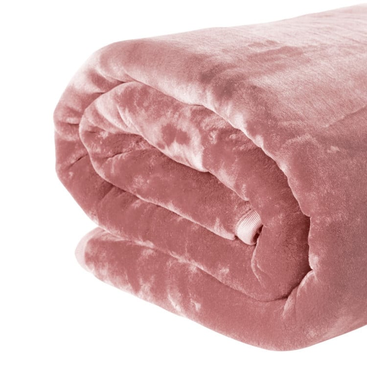 Laura Hill 600GSM Double-Sided Queen Size Faux Mink Blanket - Pink Laura Hill