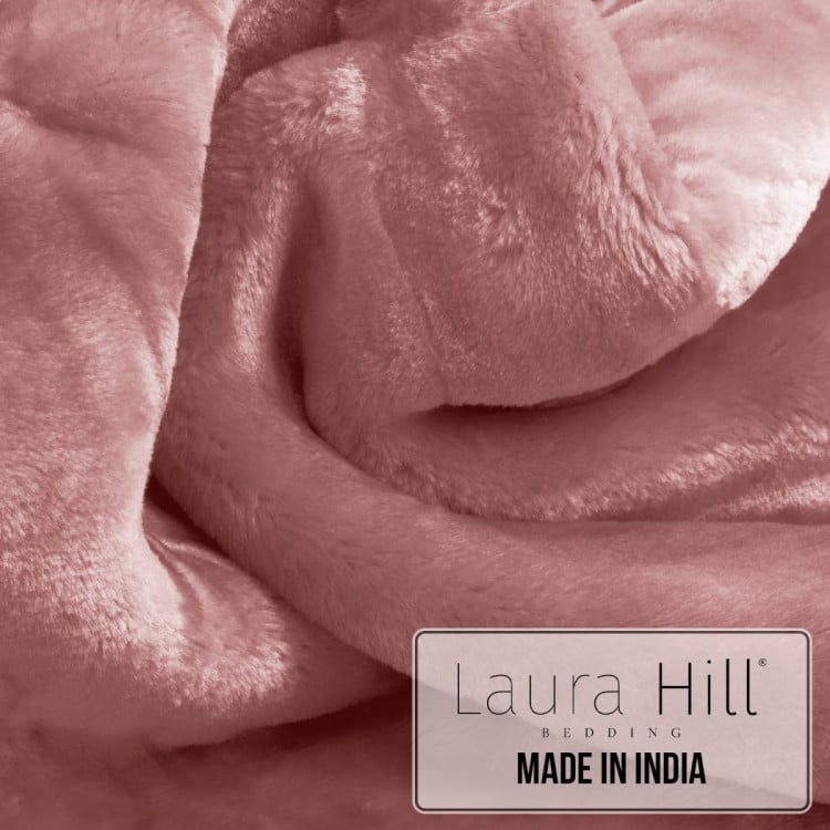 Laura Hill 600GSM Double-Sided Queen Size Faux Mink Blanket - Pink Laura Hill