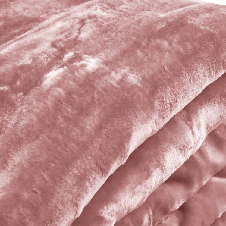 Laura Hill 600GSM Double-Sided Queen Size Faux Mink Blanket - Pink Laura Hill