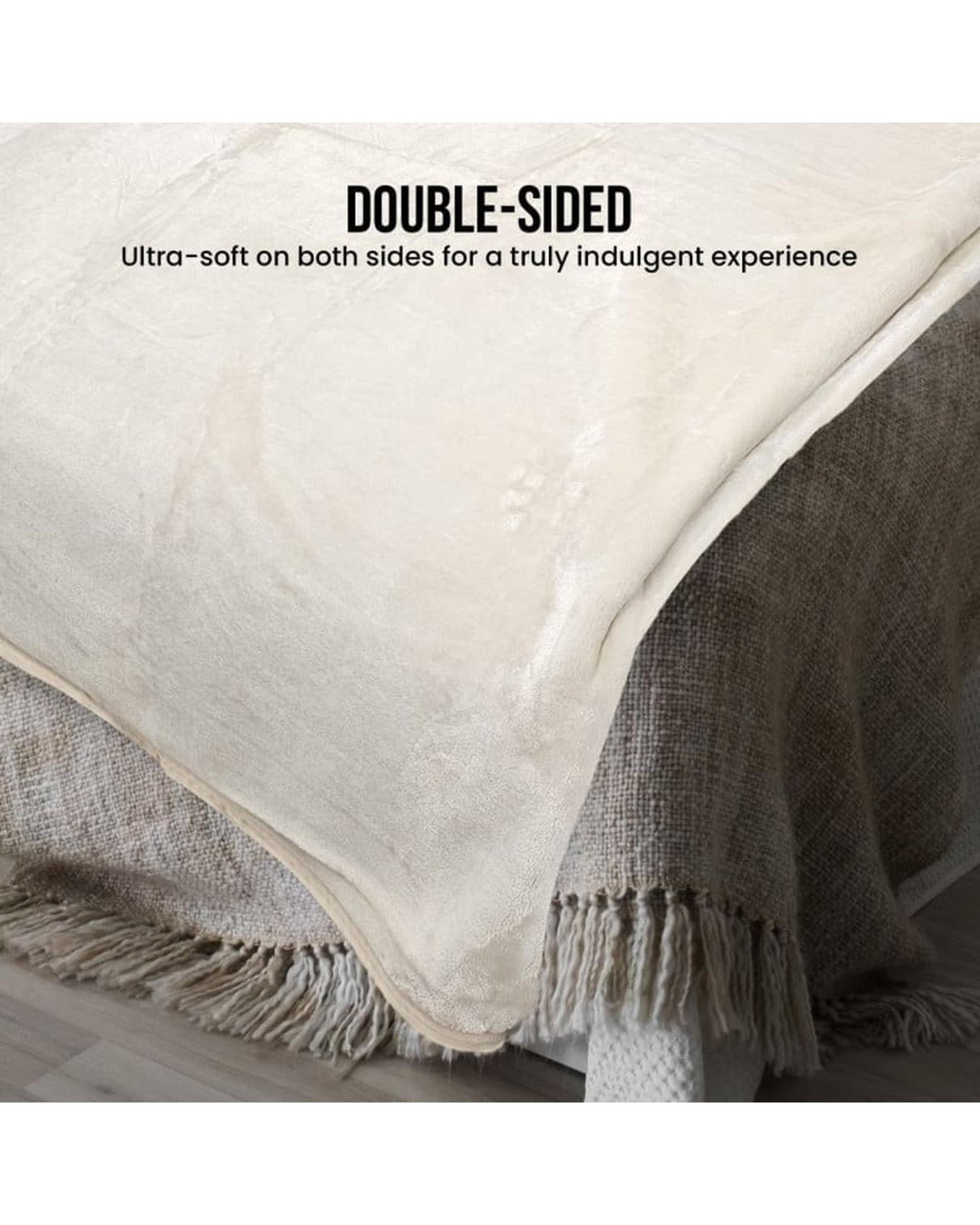 Laura Hill XL Double-Sided Oversized Faux Mink Blanket 305x305cm Beige Laura Hill