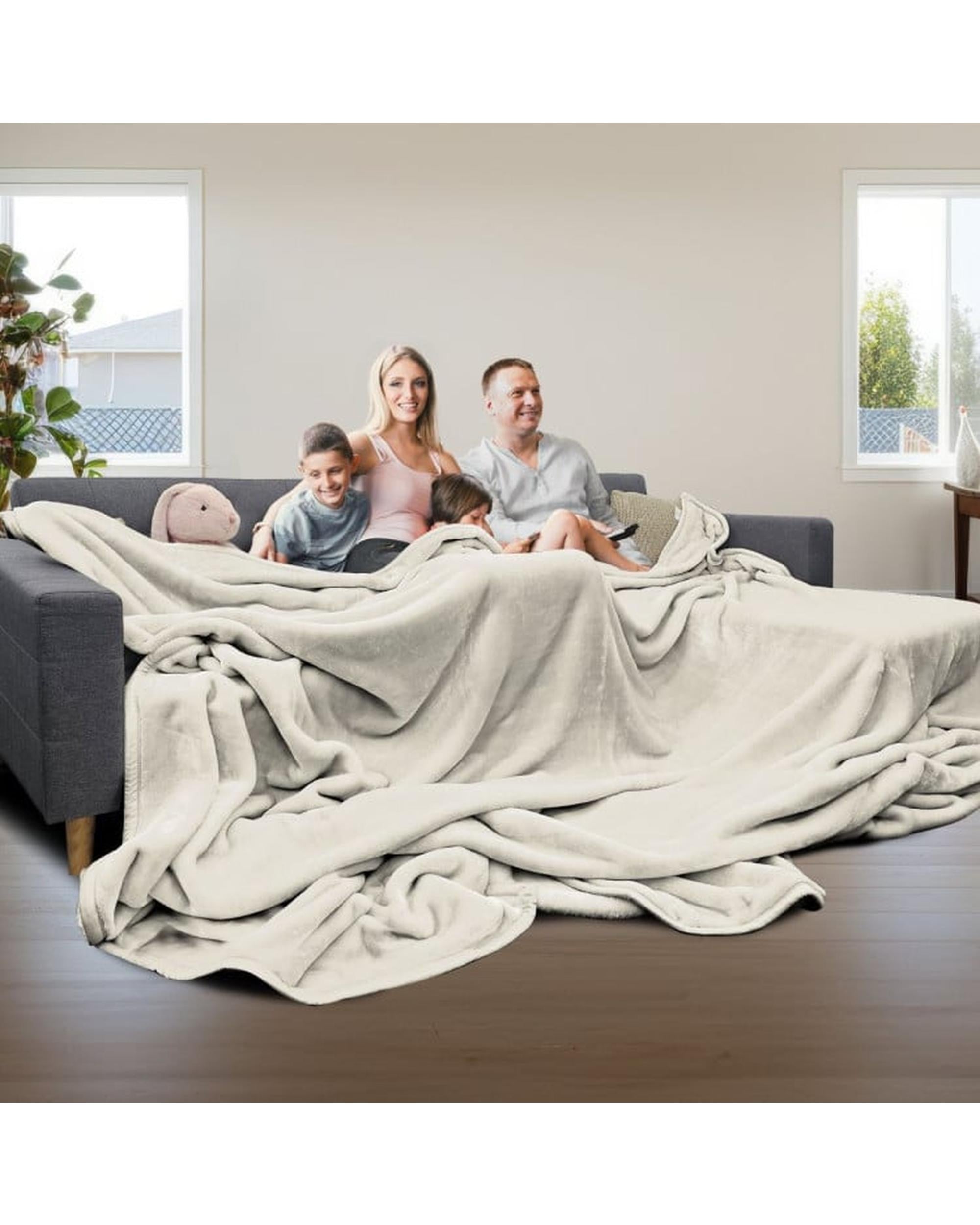 Laura Hill XL Double-Sided Oversized Faux Mink Blanket 305x305cm Beige Laura Hill