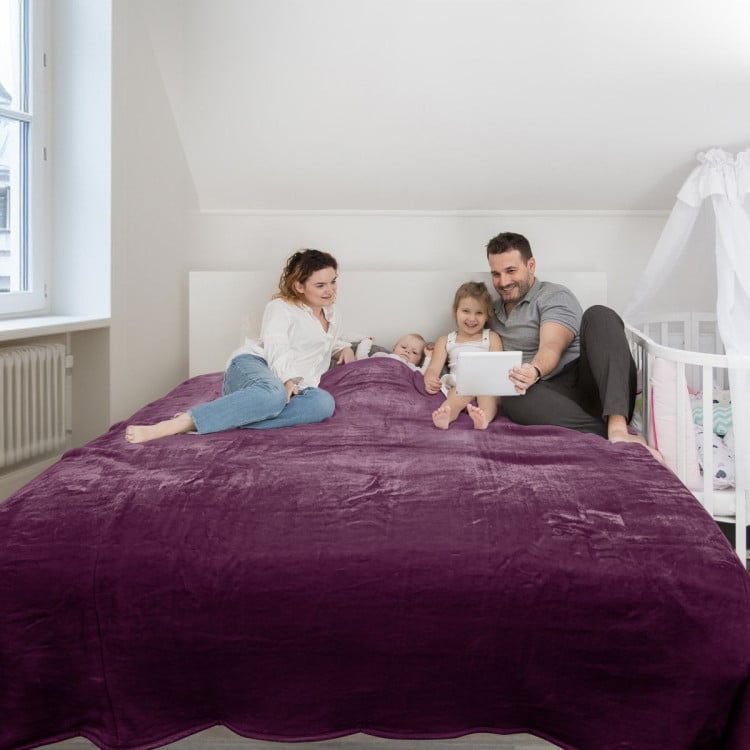 Laura Hill XL Double-Sided Oversized Faux Mink Blanket 305x305cm Purple Laura Hill