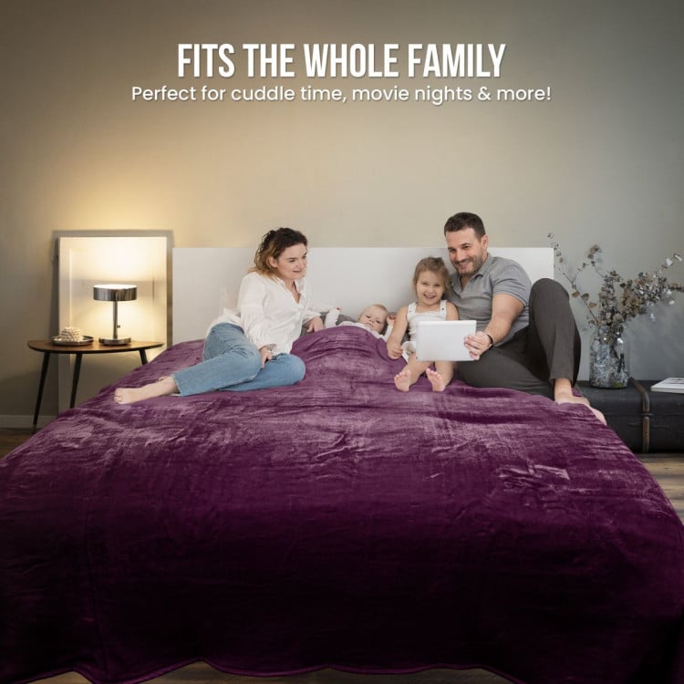 Laura Hill XL Double-Sided Oversized Faux Mink Blanket 305x305cm Purple Laura Hill