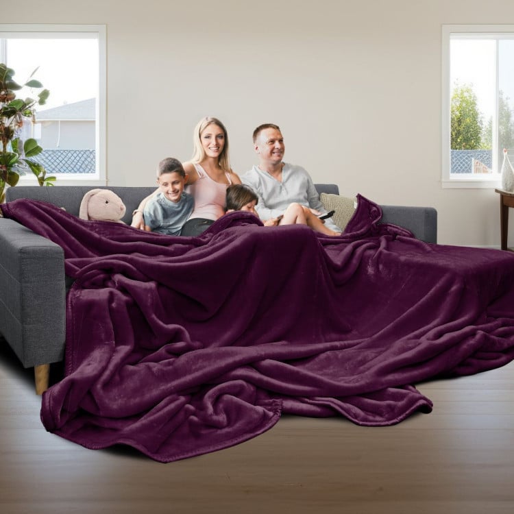 Laura Hill XL Double-Sided Oversized Faux Mink Blanket 305x305cm Purple Laura Hill