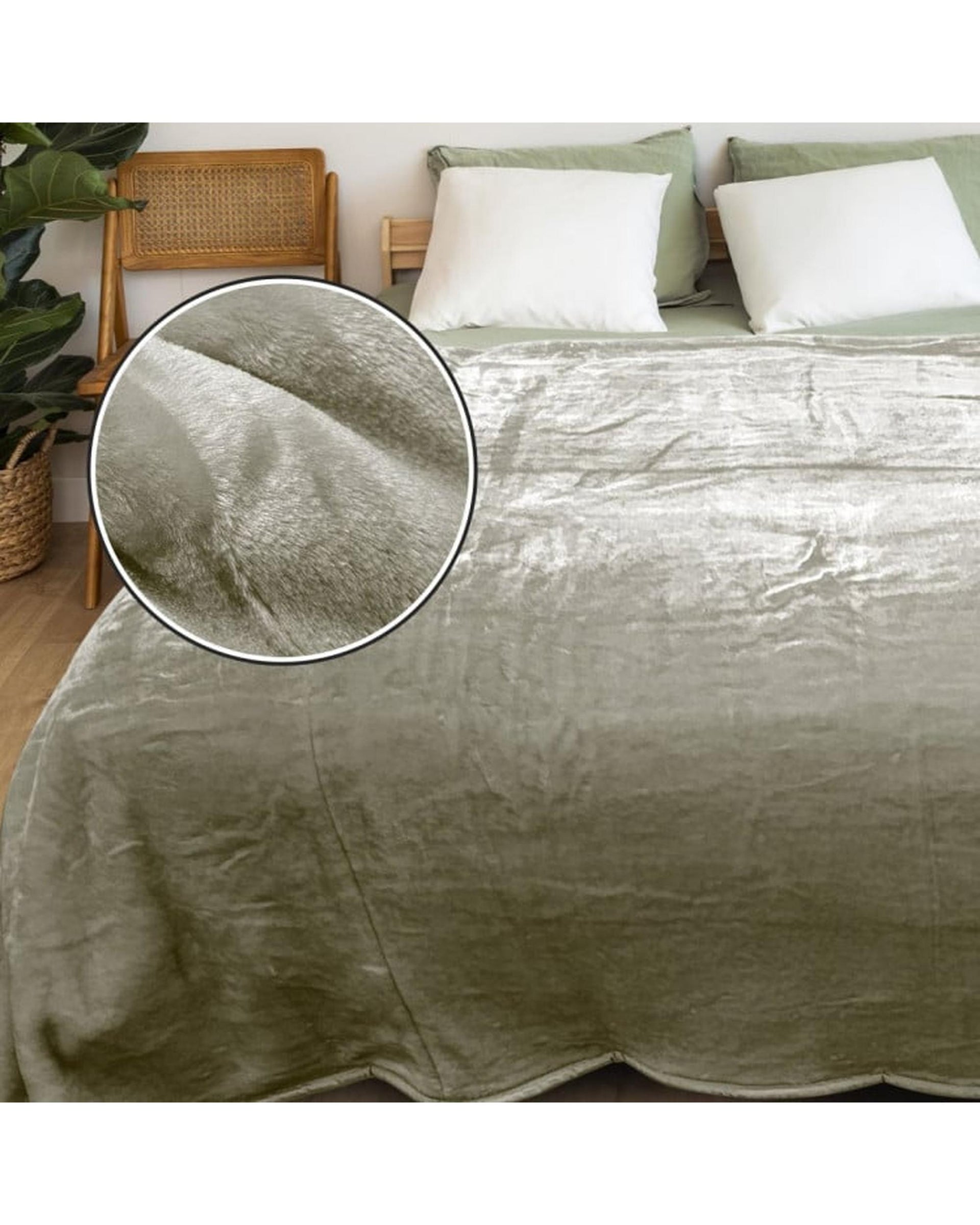 Laura Hill XL Double-Sided Oversized Faux Mink Blanket 305x305cm Olive Laura Hill