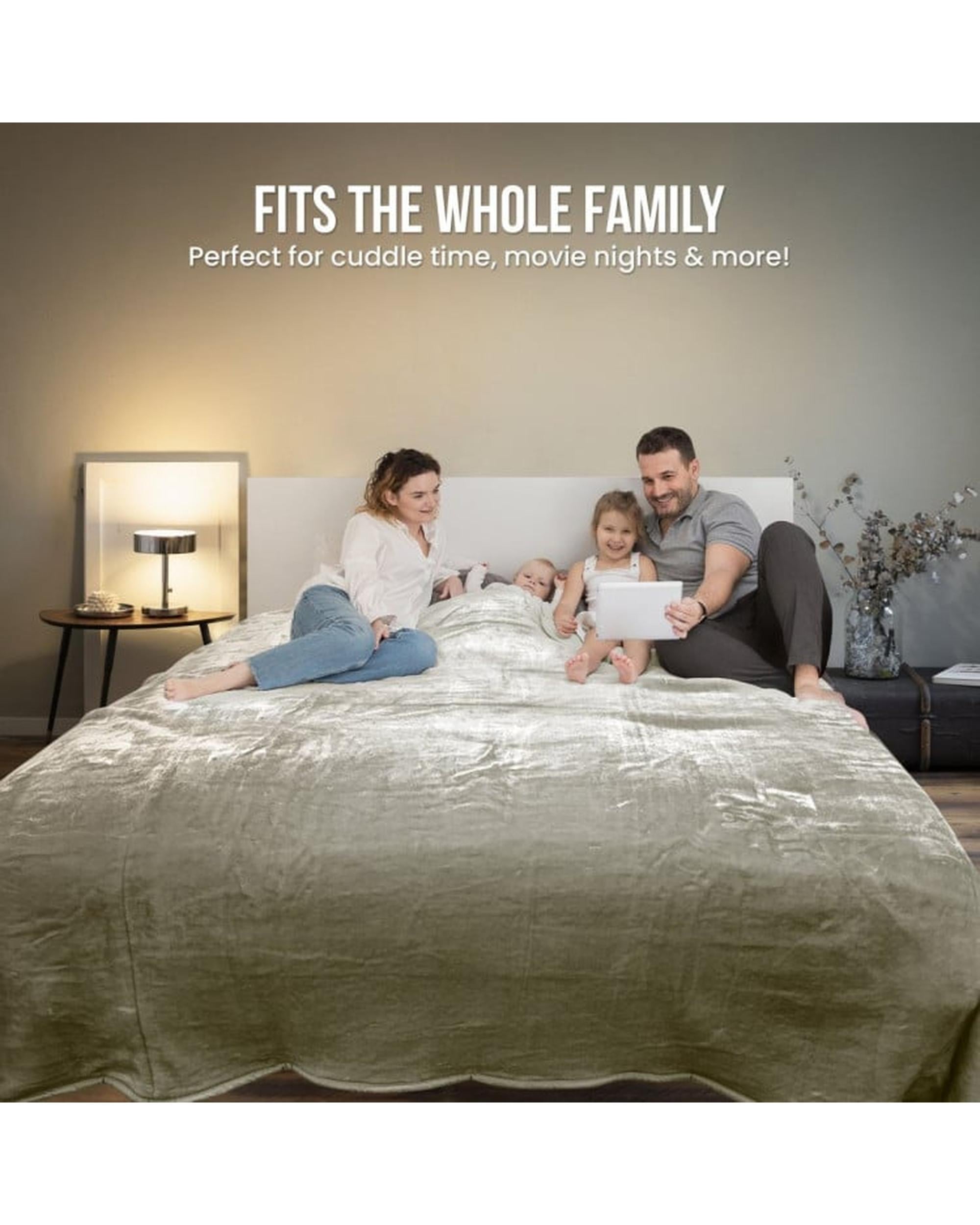 Laura Hill XL Double-Sided Oversized Faux Mink Blanket 305x305cm Olive Laura Hill