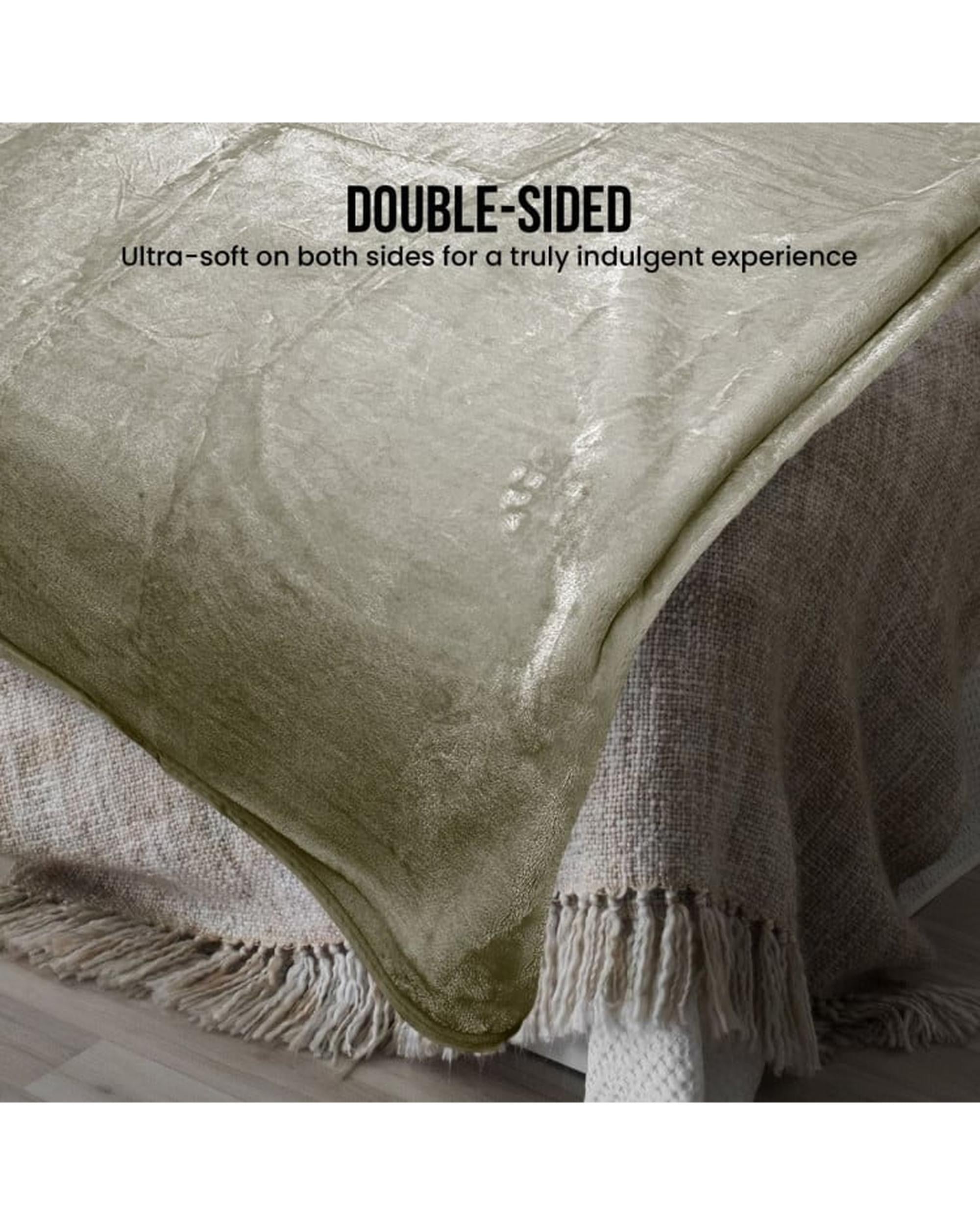 Laura Hill XL Double-Sided Oversized Faux Mink Blanket 305x305cm Olive Laura Hill