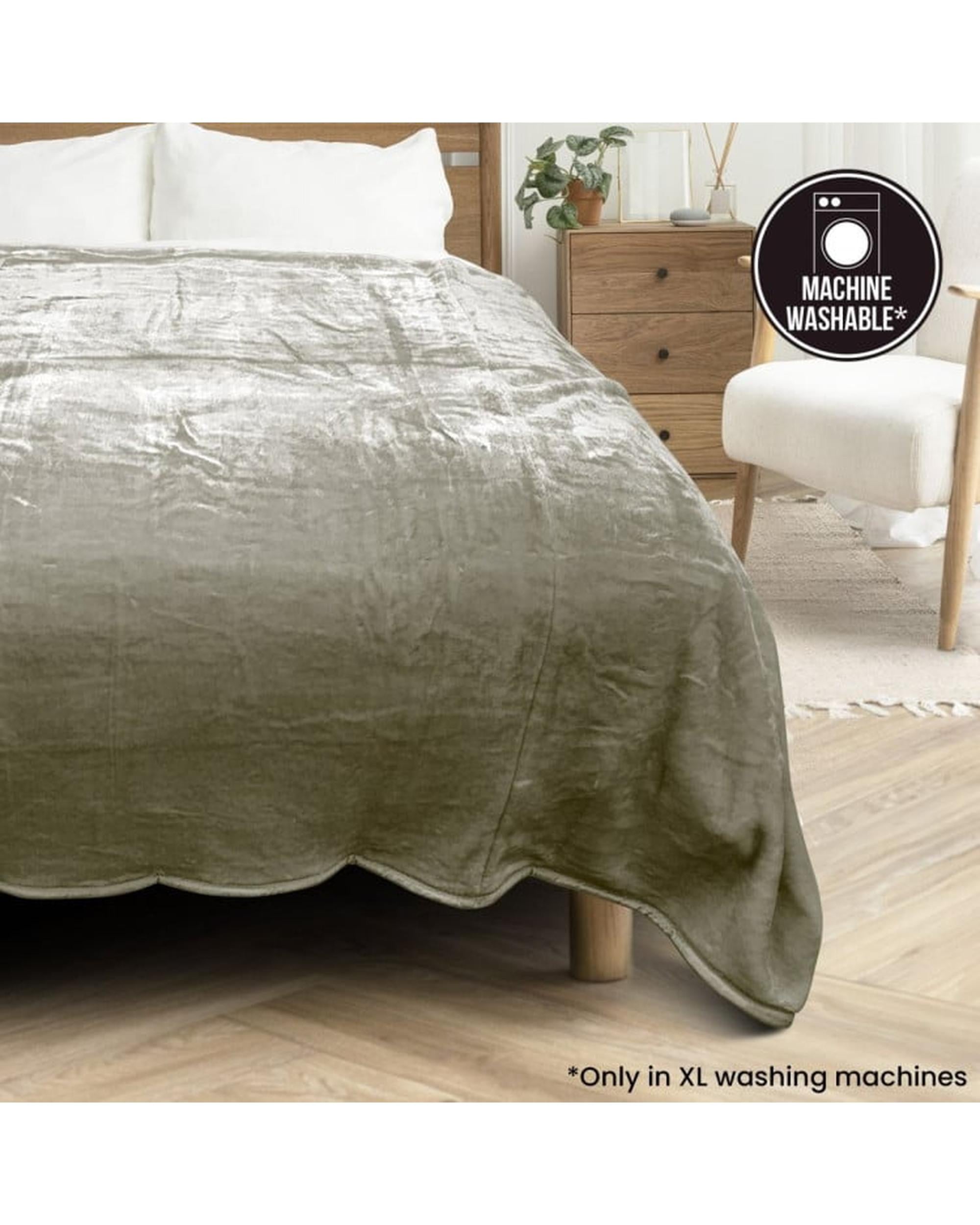 Laura Hill XL Double-Sided Oversized Faux Mink Blanket 305x305cm Olive Laura Hill