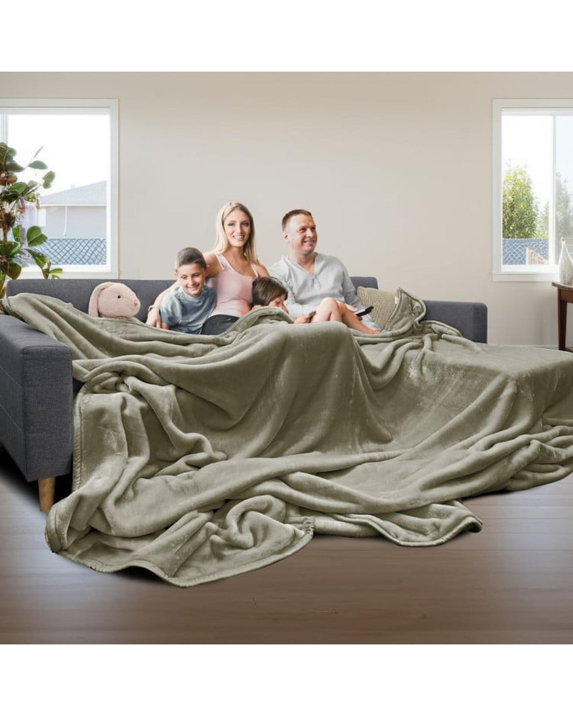 Laura Hill XL Double-Sided Oversized Faux Mink Blanket 305x305cm Olive Laura Hill
