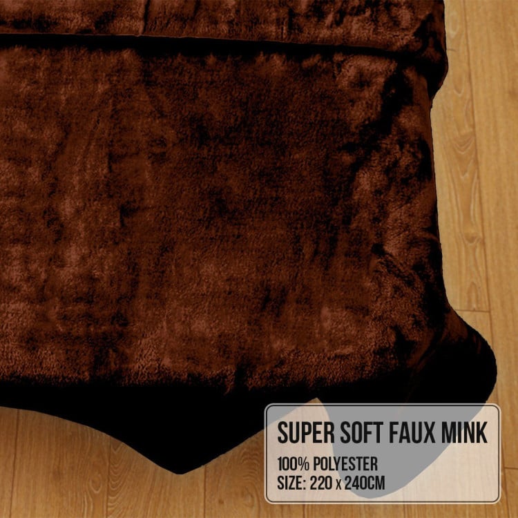 LAURA HILL FAUX MINK BLANKET 800GSM HEAVY DOUBLE-SIDED - CHOCOLATE Laura Hill