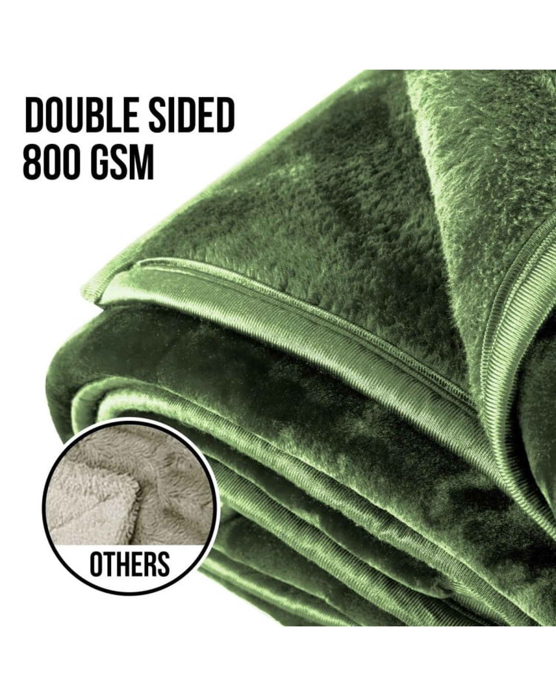 Laura Hill 800GSM Heavy Double-Sided Queen Faux Mink Blanket - Green Laura Hill