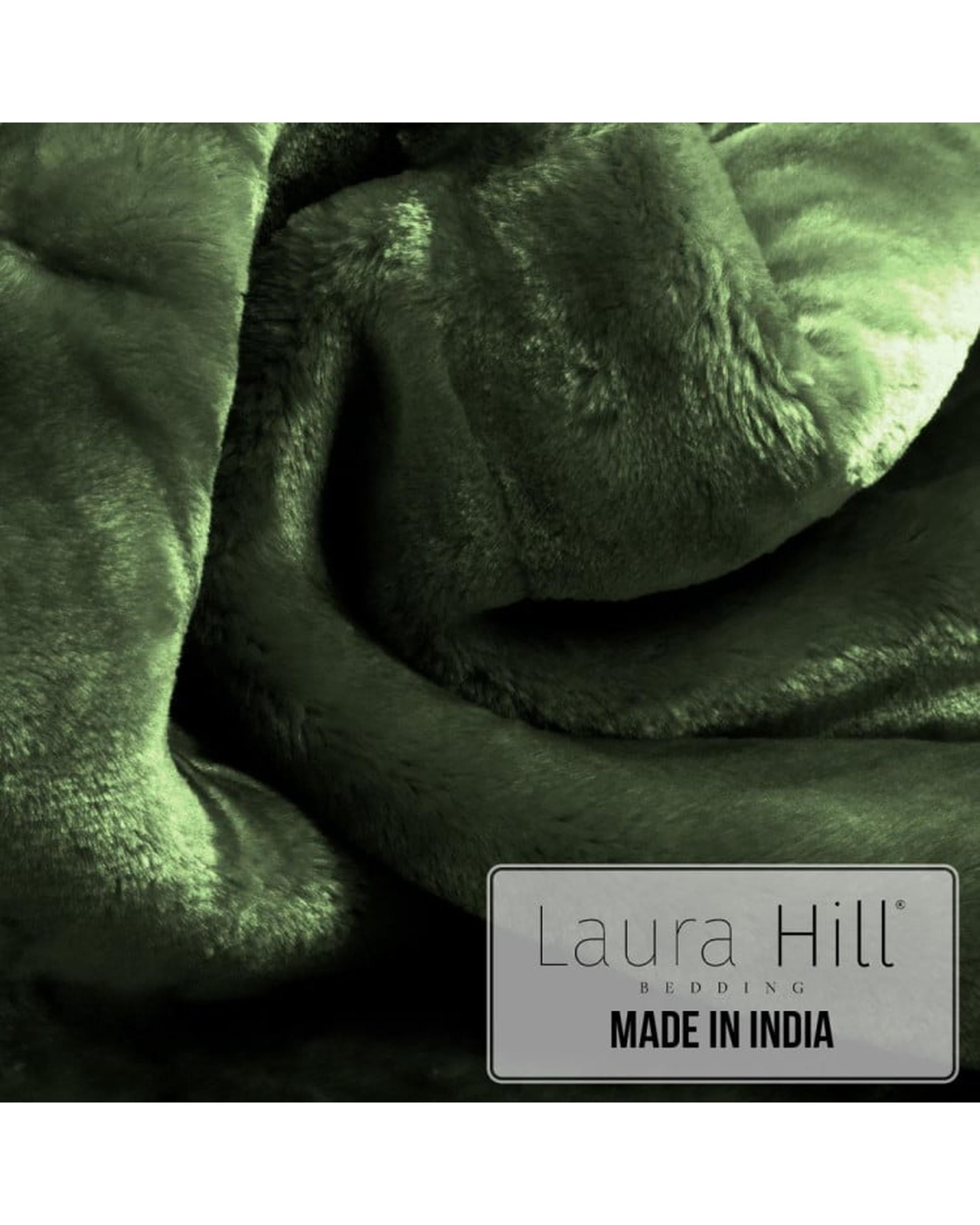 Laura Hill 600GSM Double-Sided Queen Size Faux Mink Blanket - Green Laura Hill