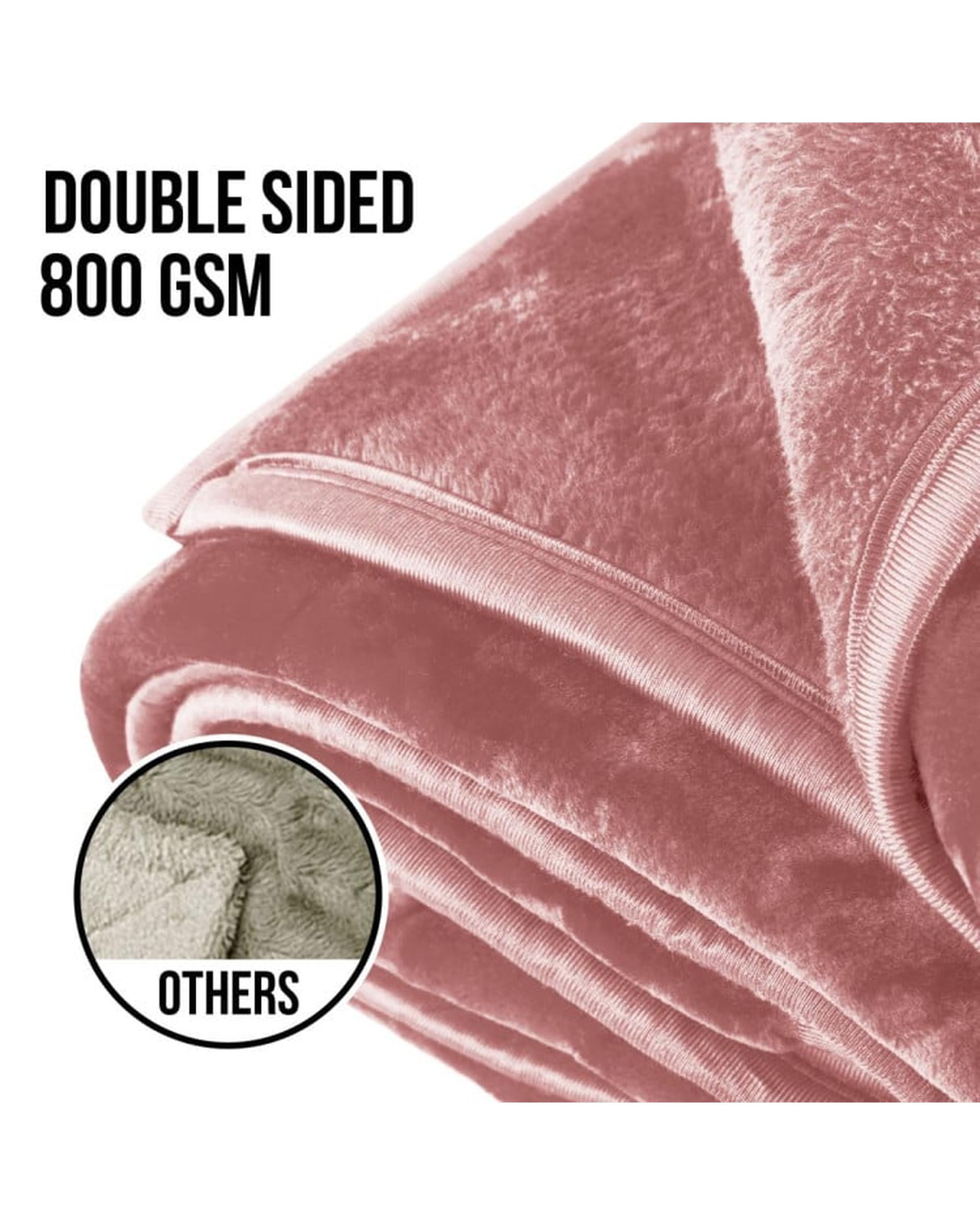 Laura Hill 800GSM Heavy Double-Sided Queen Faux Mink Blanket - Pink Laura Hill
