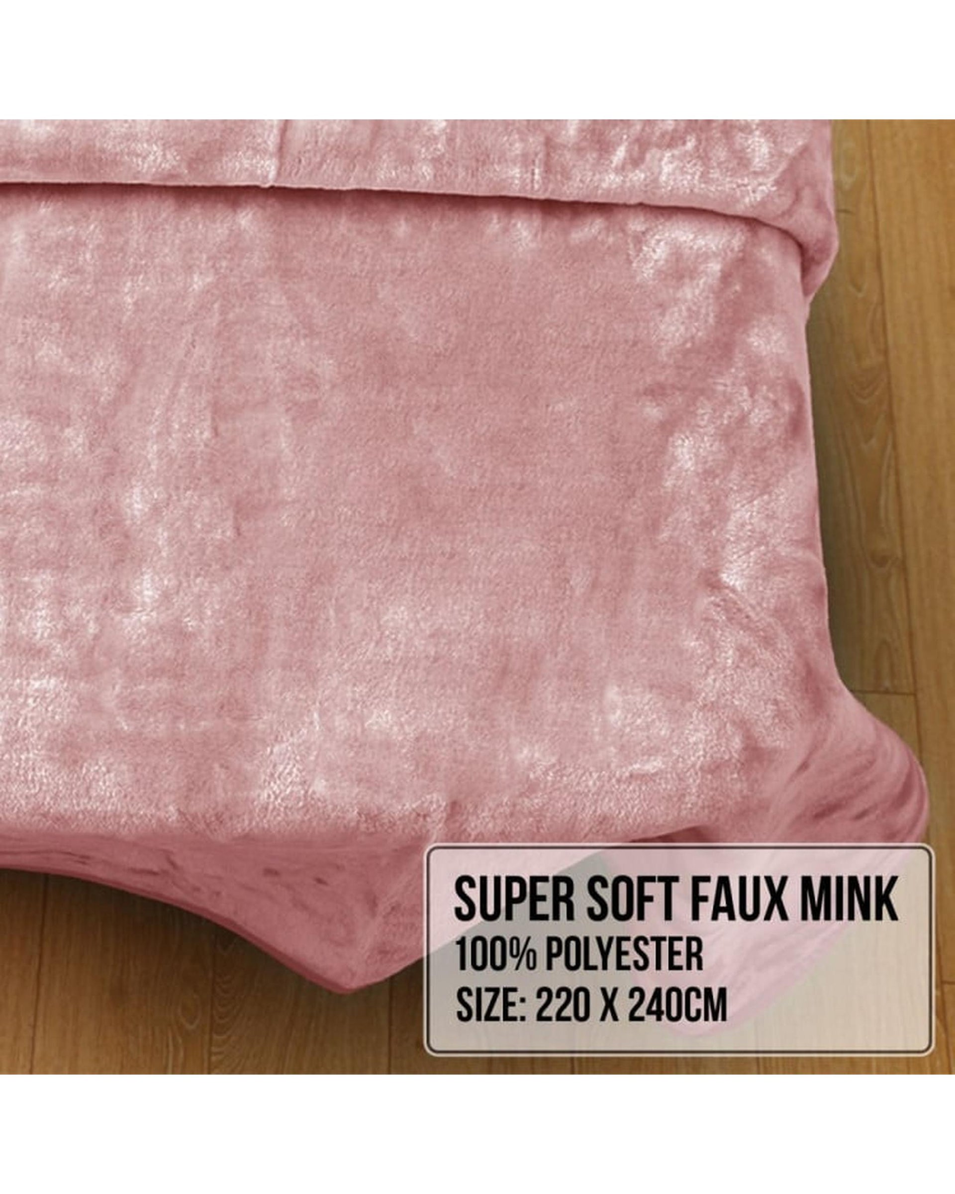 Laura Hill 800GSM Heavy Double-Sided Queen Faux Mink Blanket - Pink Laura Hill