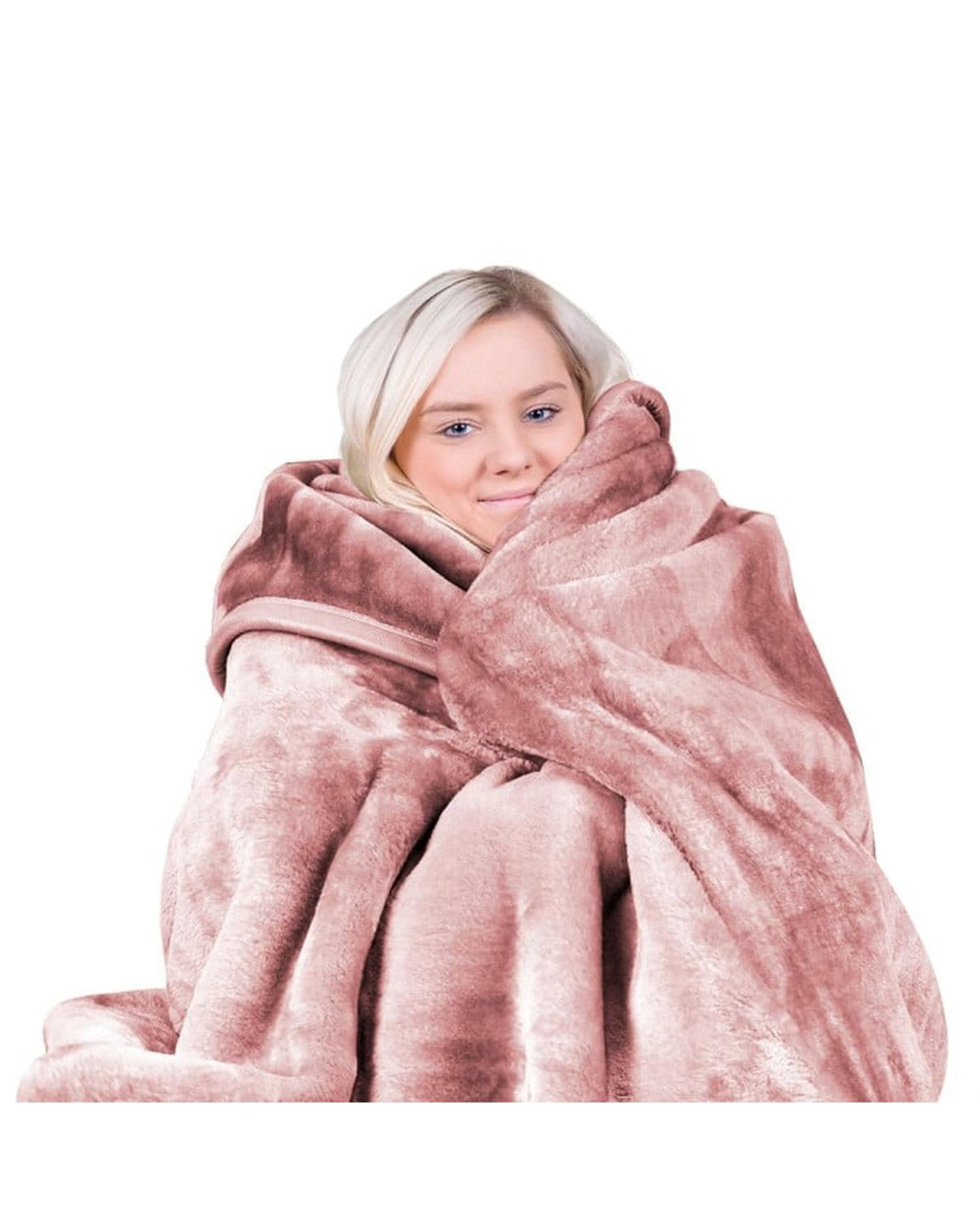 Laura Hill 800GSM Heavy Double-Sided Queen Faux Mink Blanket - Pink Laura Hill