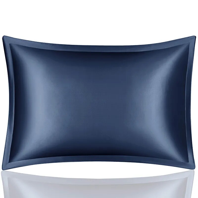Anyhouz Pillowcase 51x66cm Blue Pure Real Silk For Comfortable And Relaxing Home Bed - Standard Size