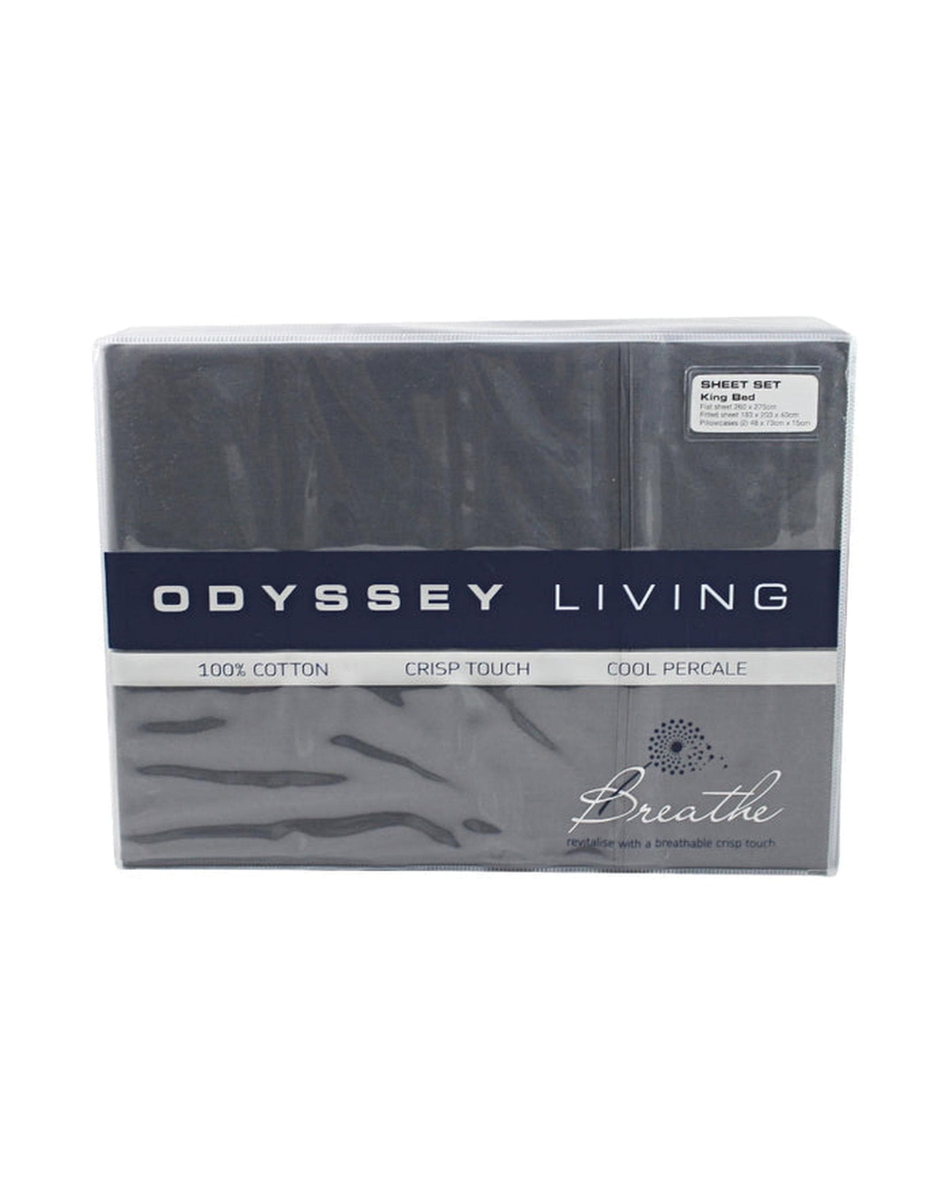 Odyssey Living Bed Sheets Odyysey Living Breathe 100% Cotton Sheet Sets - Charcoal