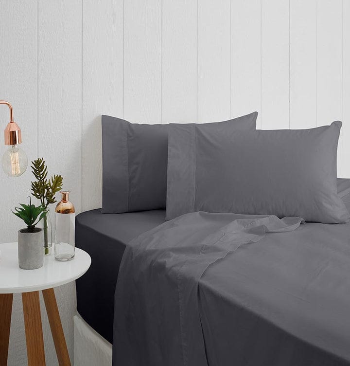 Odyssey Living Bed Sheets Odyysey Living Breathe Cotton Fitted Sheet - 250TC - CHARCOAL