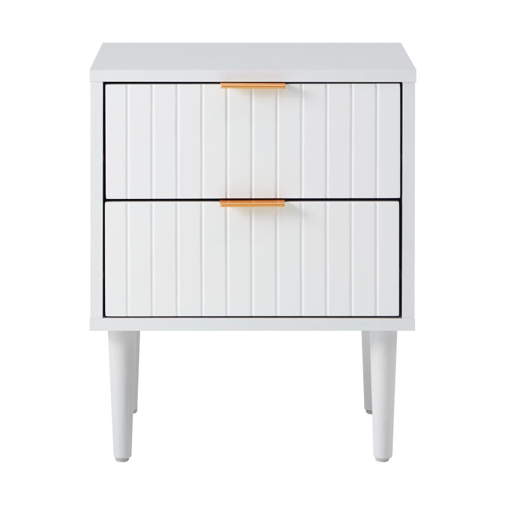 Oikiture Bedside Table 2PCS Bedside Table Storage Unit White